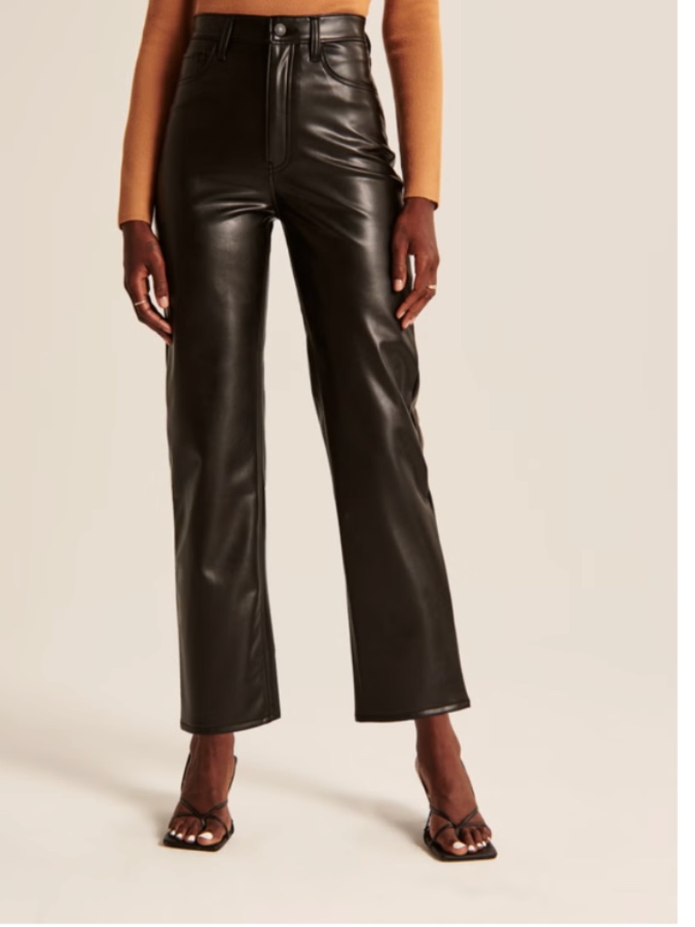 Abercrombie Women's Vegan Leather Ankle Straight Pant